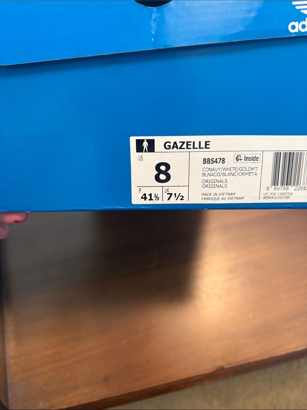 adidas Gazelle Navy and White Suede Classic Low-Top Sneakers - Picture 11 of 14